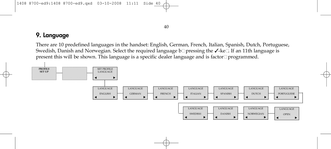 Polycom 4020 manual Language, Profile SET UP 