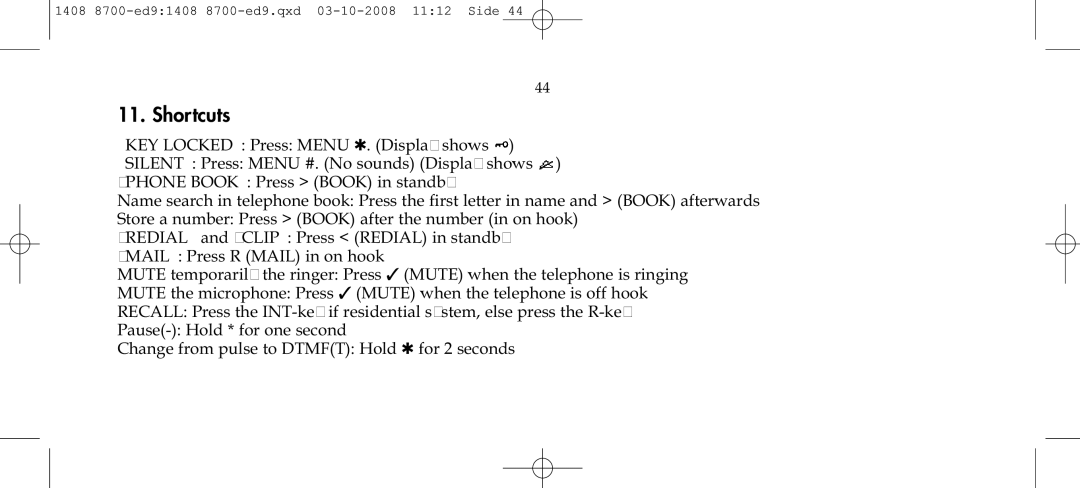 Polycom 4020 manual Shortcuts 