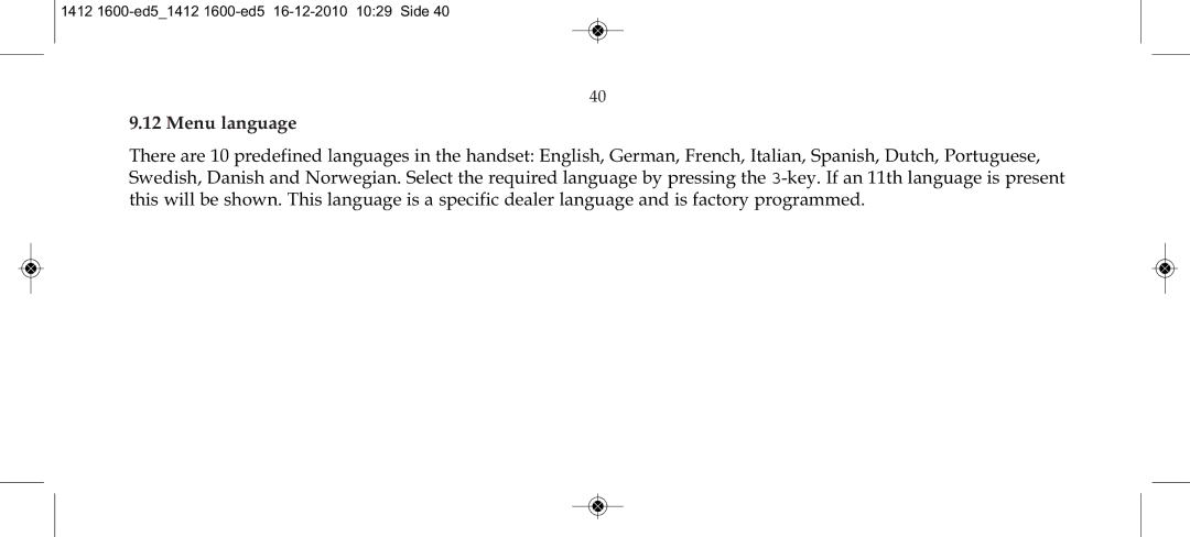 Polycom 4080 manual Menu language 