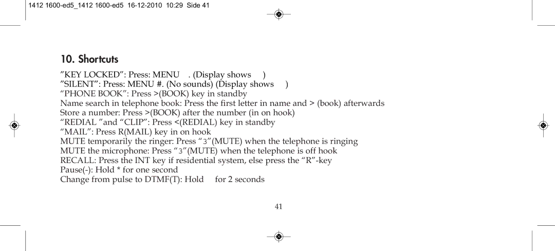 Polycom 4080 manual Shortcuts 