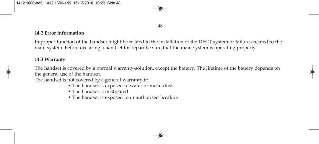 Polycom 4080 manual Error information, Warranty 