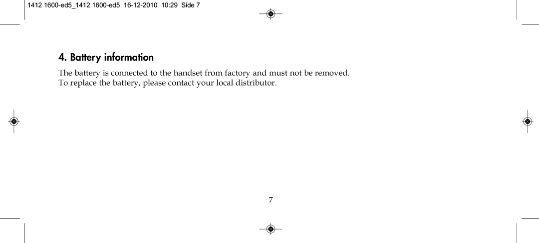 Polycom 4080 manual Battery information 