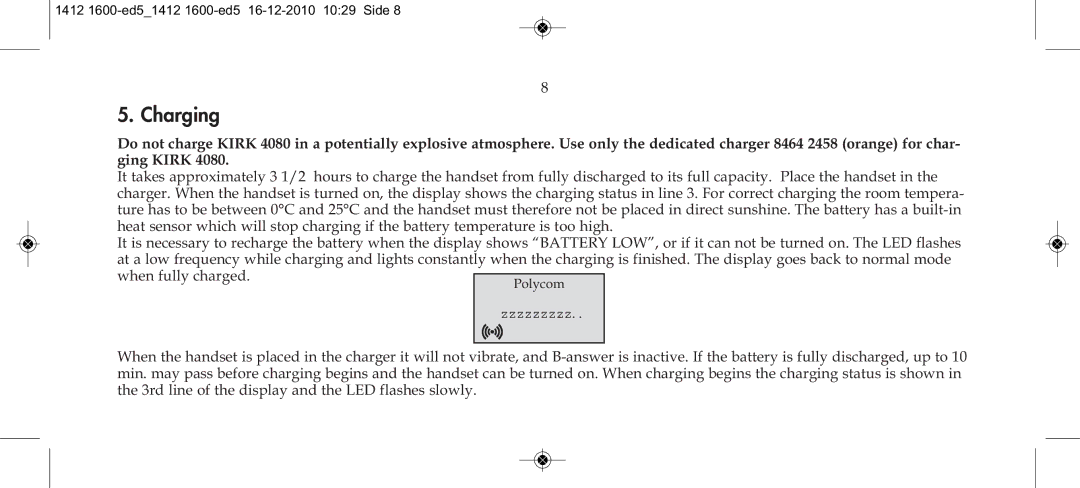 Polycom 4080 manual Charging 