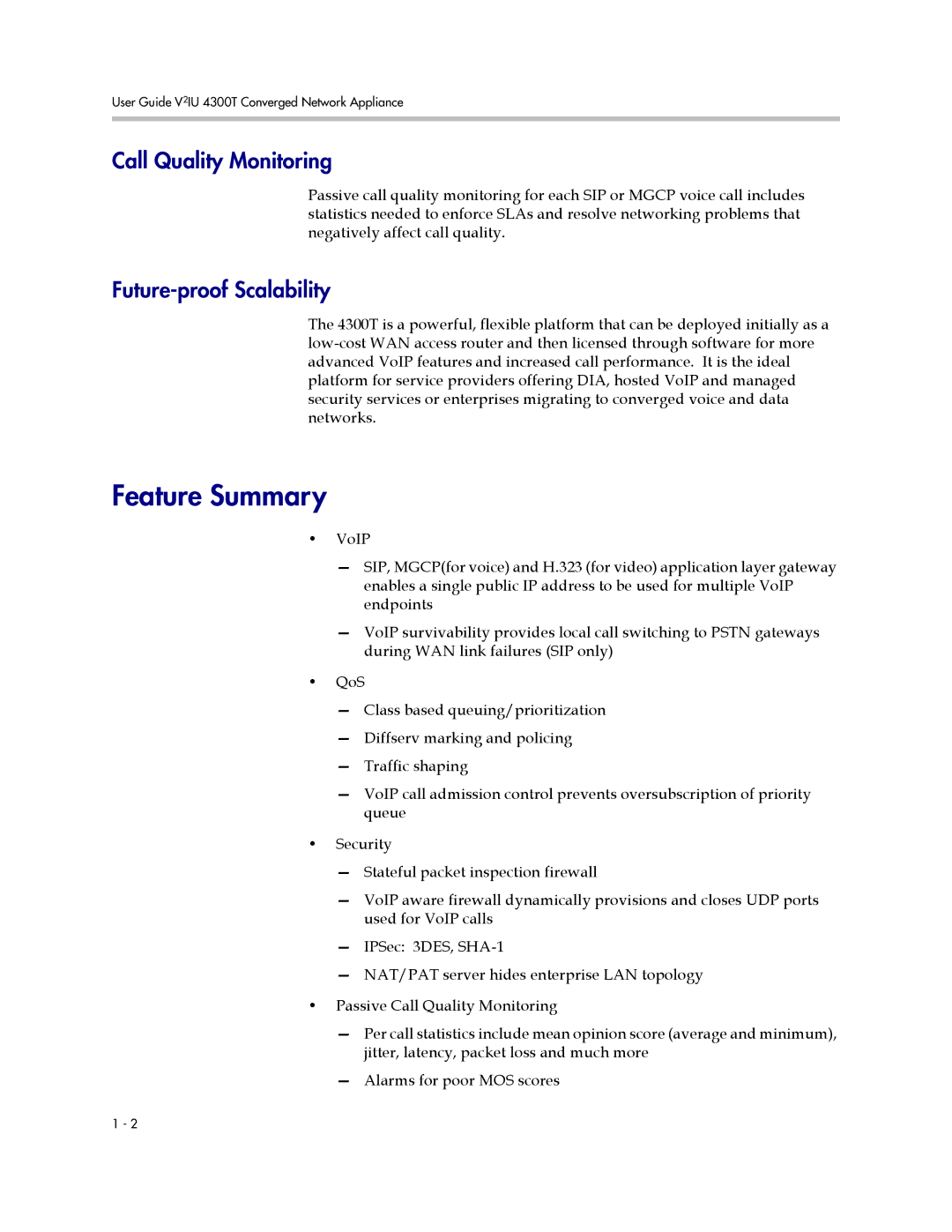 Polycom 4300T manual Feature Summary, Call Quality Monitoring, Future-proof Scalability 