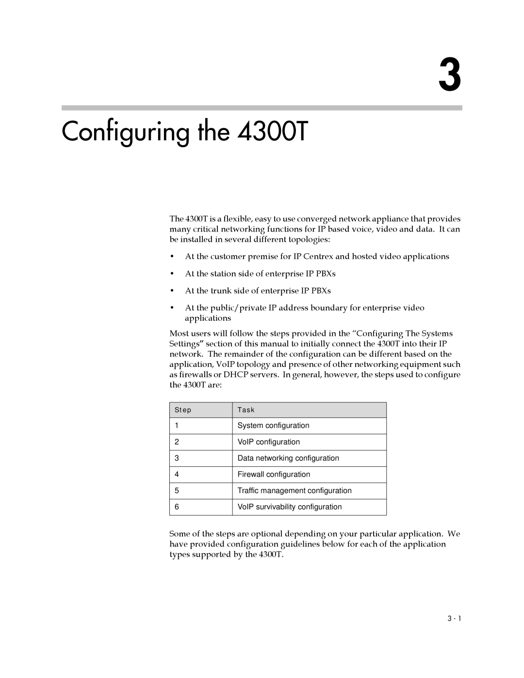 Polycom manual Configuring the 4300T 