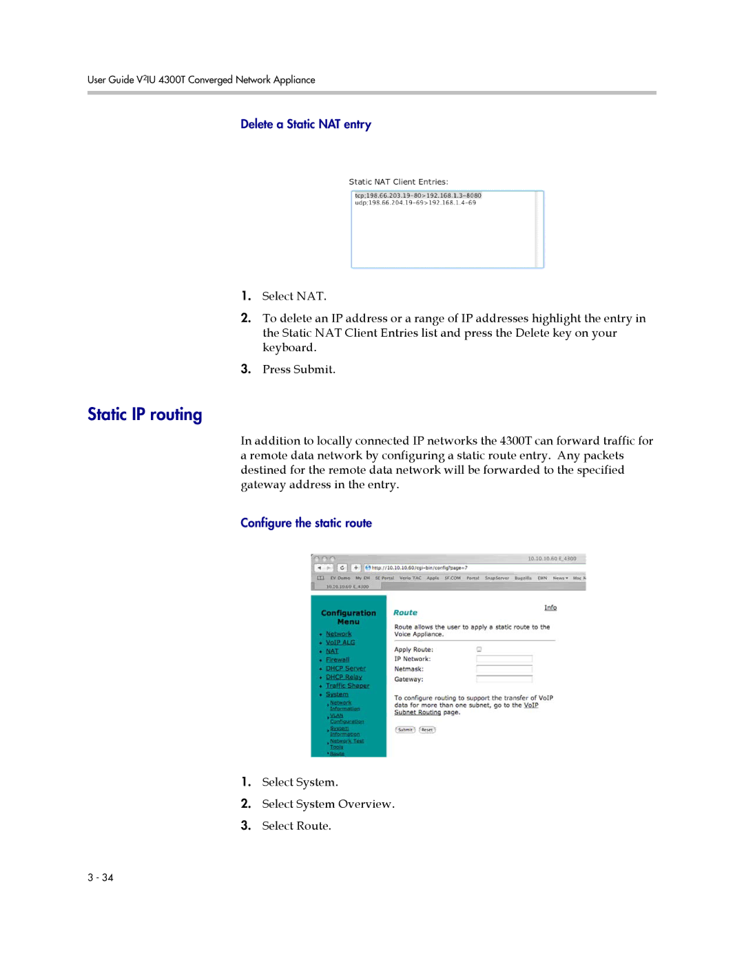 Polycom 4300T manual Static IP routing 