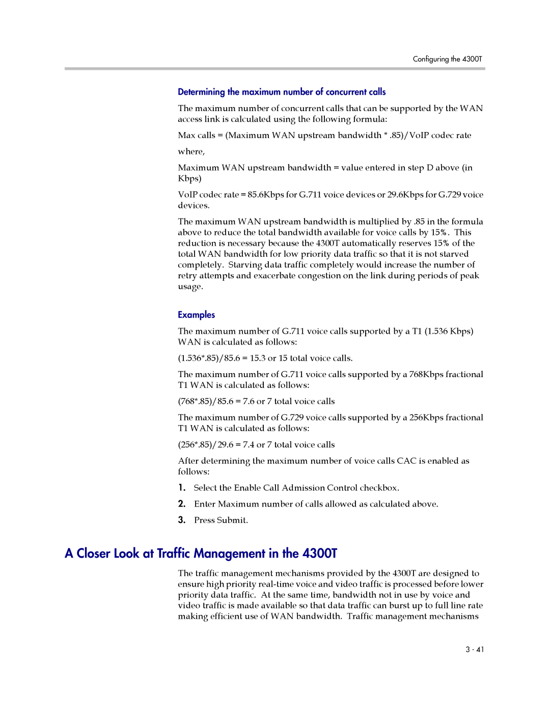 Polycom manual Closer Look at Traffic Management in the 4300T 