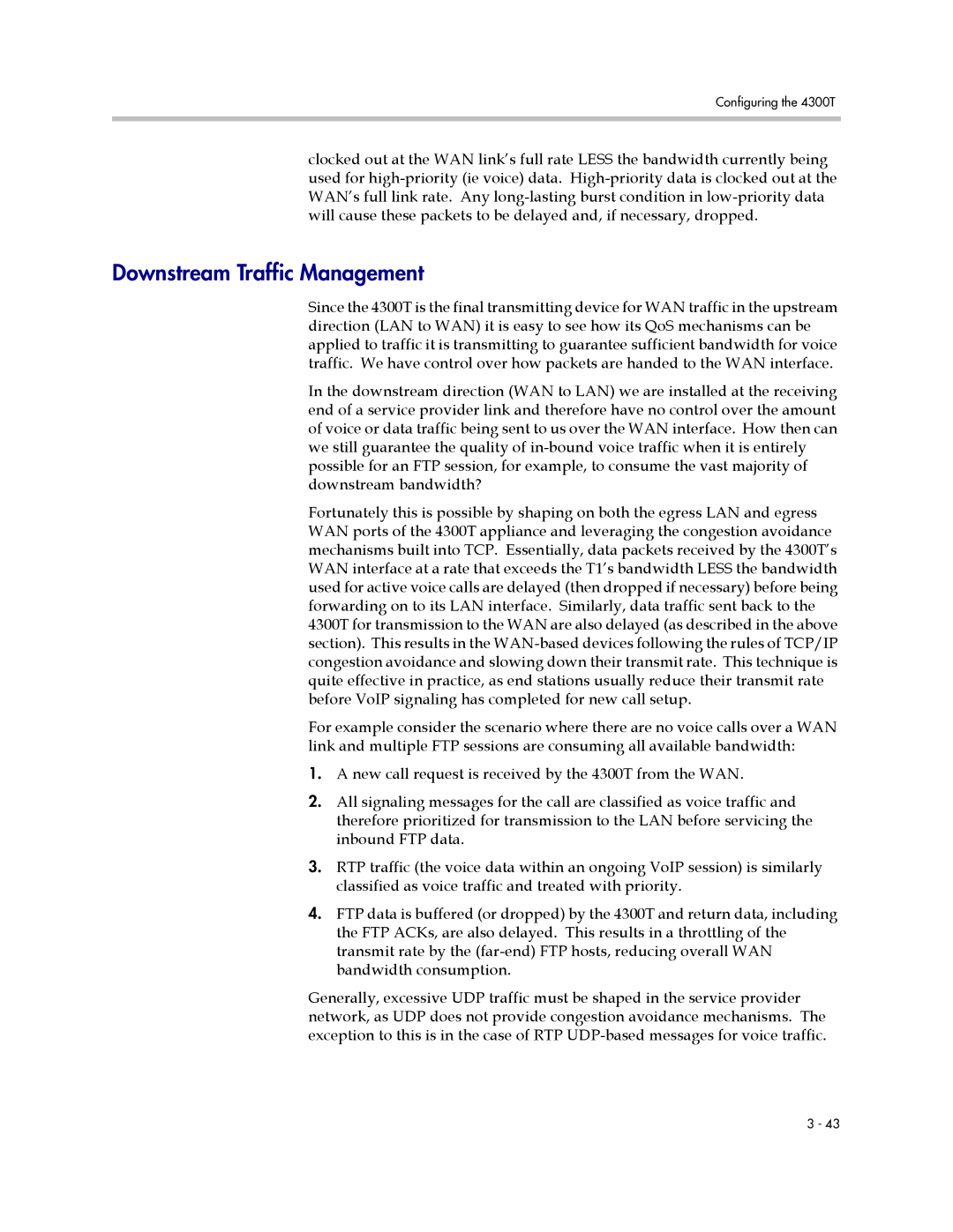 Polycom 4300T manual Downstream Traffic Management 