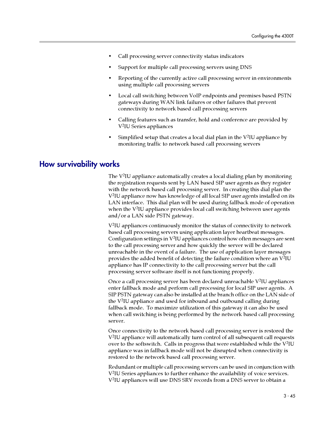 Polycom 4300T manual How survivability works 