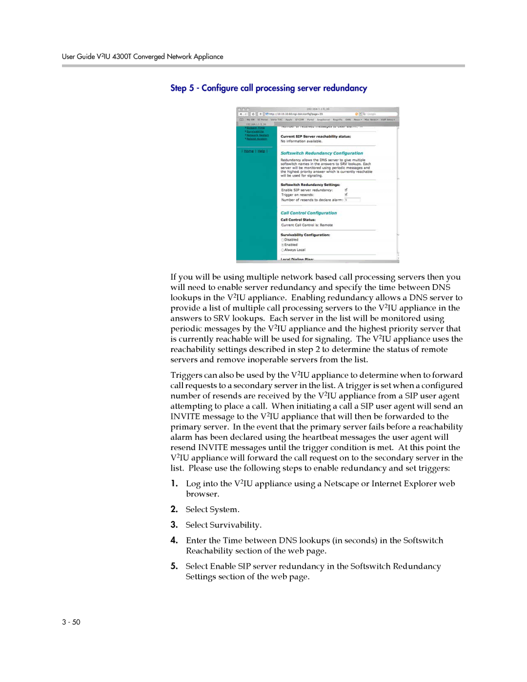 Polycom 4300T manual Configure call processing server redundancy 