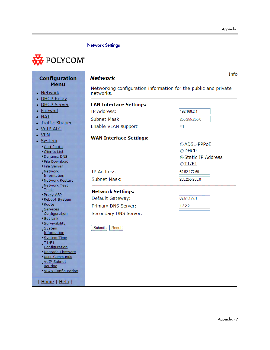 Polycom 4300T manual Network Settings 