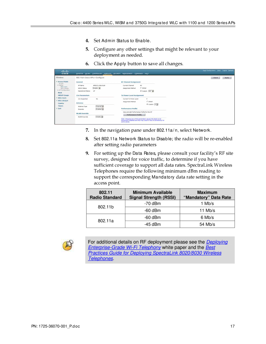 Polycom 4400 manual Set Admin Status to Enable 