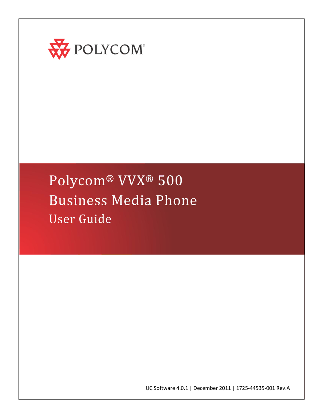 Polycom 500 manual Polycom VVX Business Media Phone 