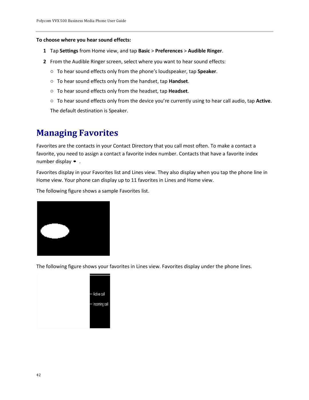 Polycom 500 manual Managing Favorites 