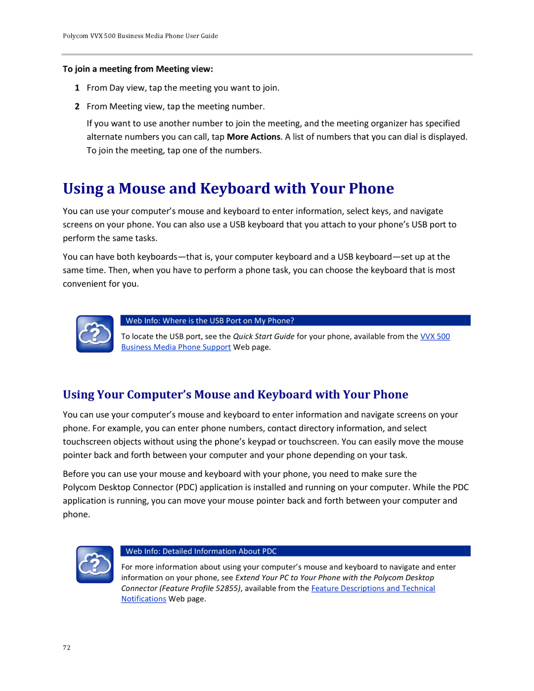 Polycom 500 manual Using a Mouse and Keyboard with Your Phone, Using Your Computer’s Mouse and Keyboard with Your Phone 