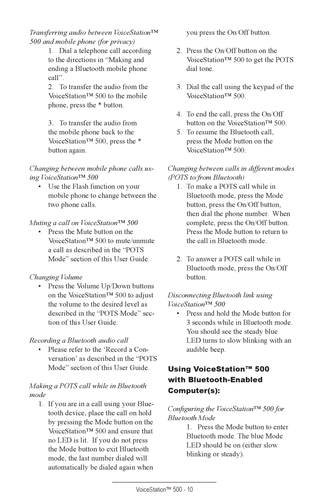 Polycom manual Using VoiceStation 500 with Bluetooth-Enabled Computers 