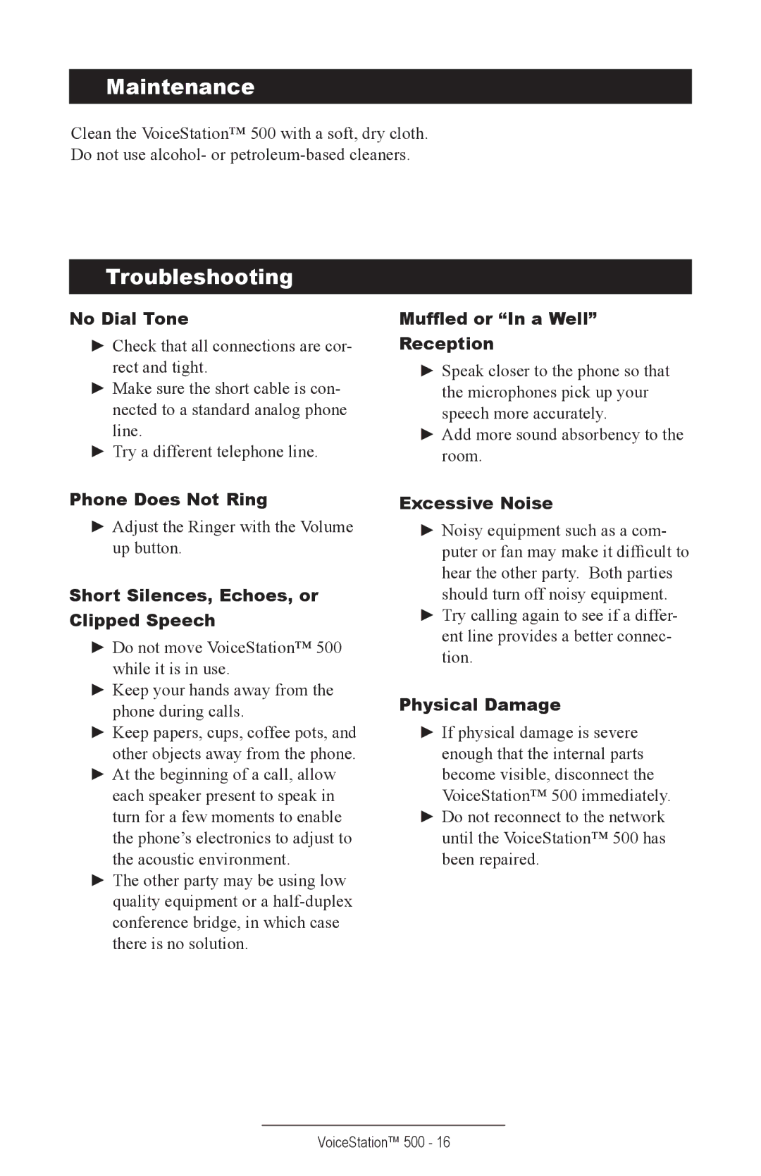 Polycom 500 manual Maintenance, Troubleshooting 