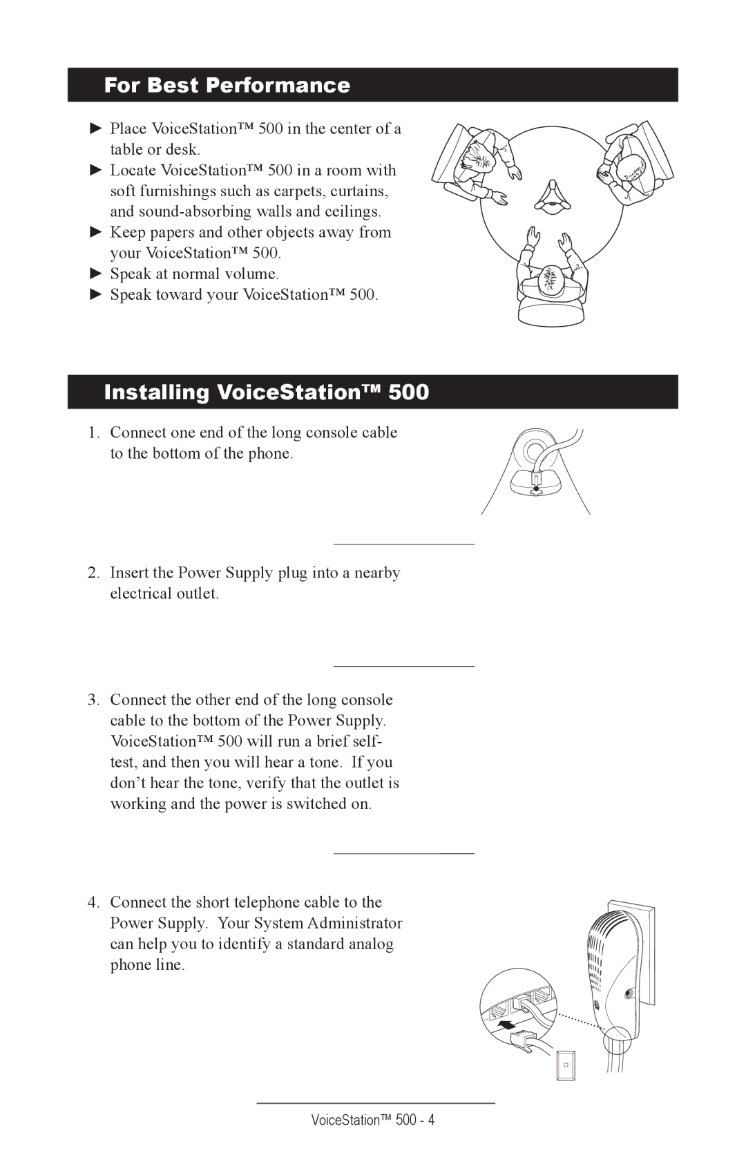 Polycom 500 manual For Best Performance, Installing VoiceStation 