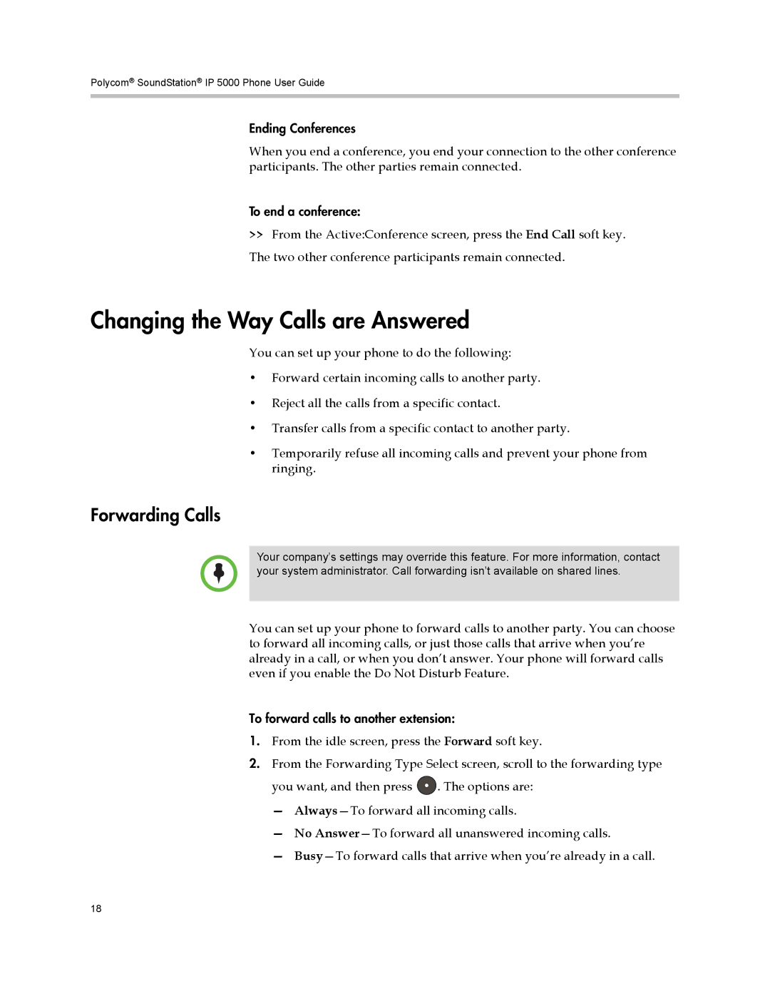 Polycom IP 5000 manual Changing the Way Calls are Answered, Forwarding Calls 