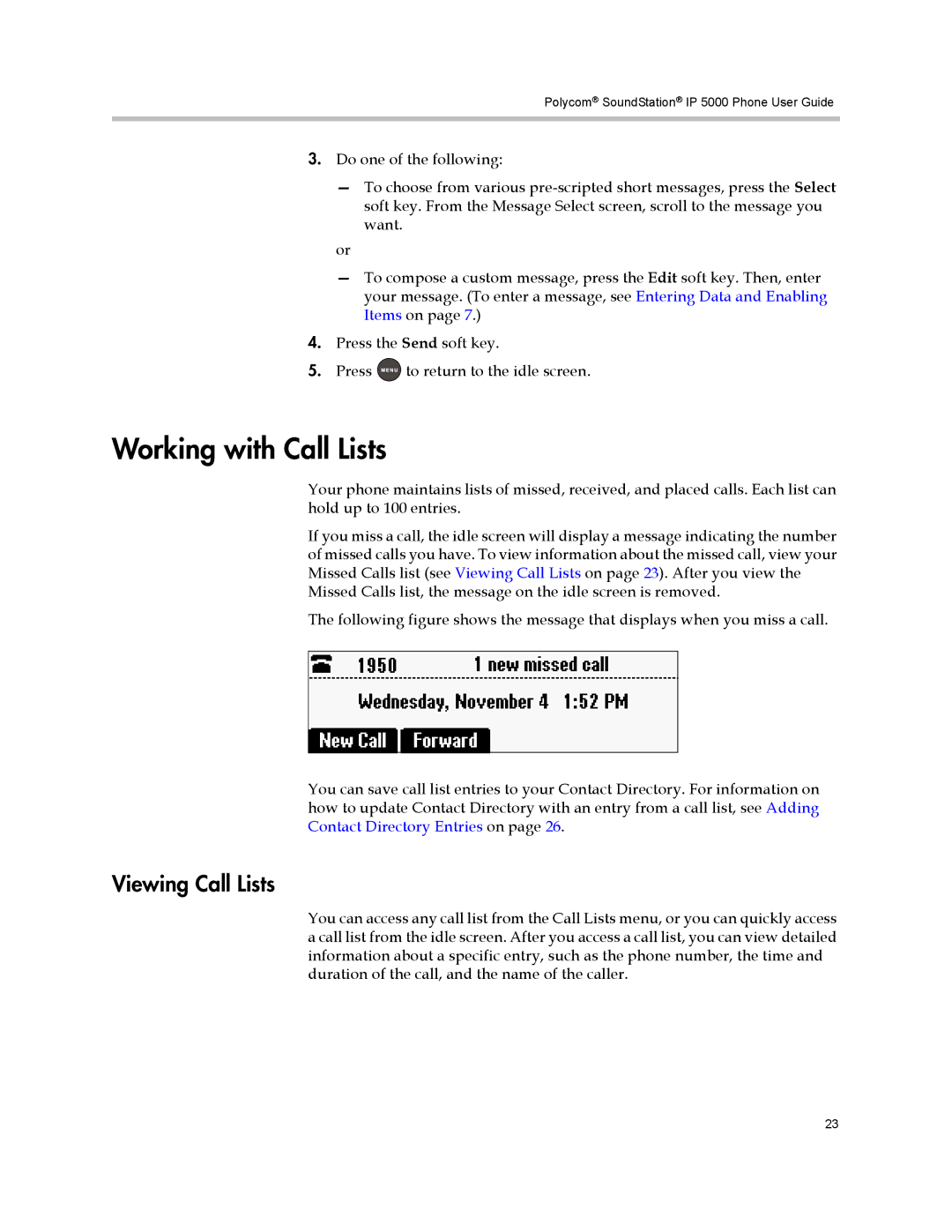 Polycom IP 5000 manual Working with Call Lists, Viewing Call Lists 