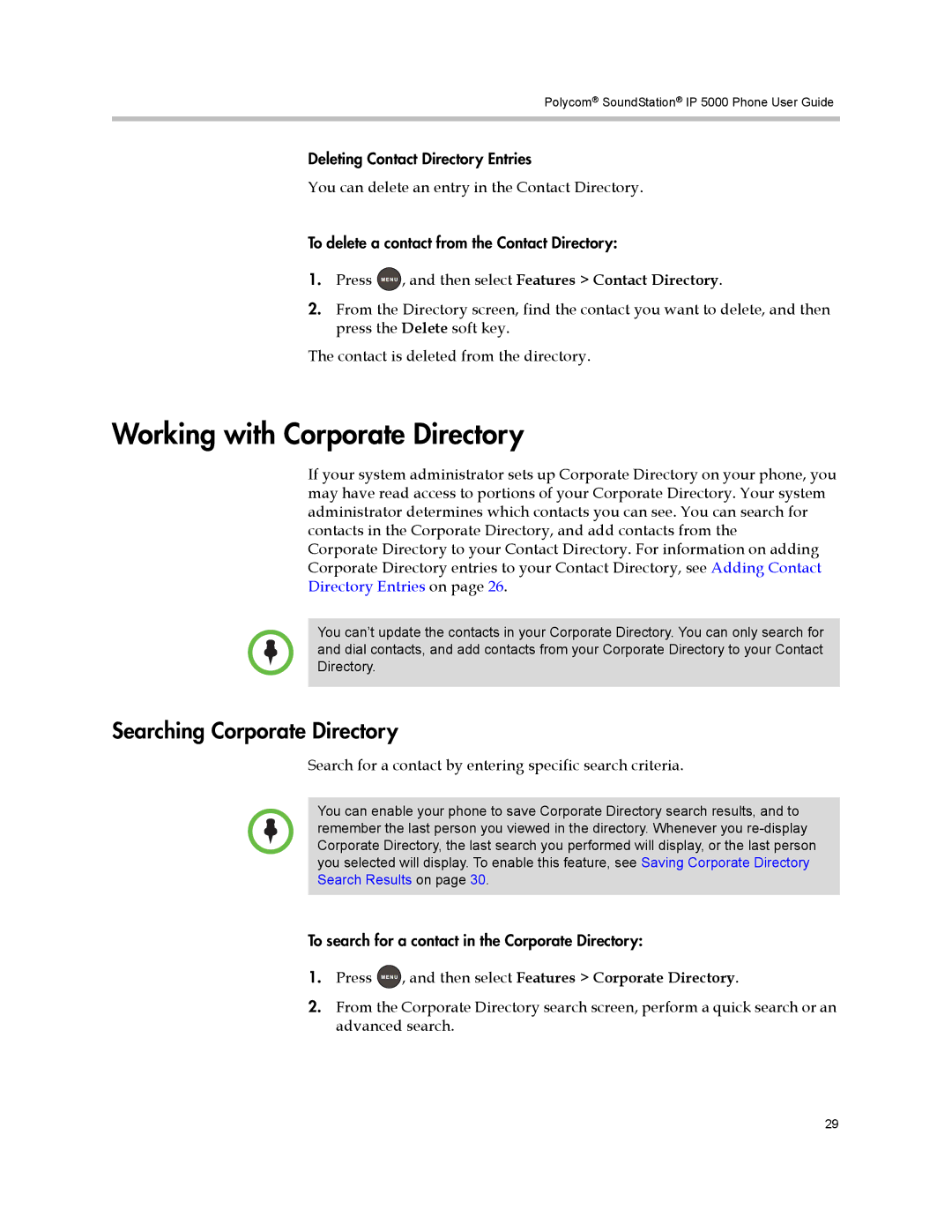 Polycom IP 5000 manual Working with Corporate Directory, Searching Corporate Directory 