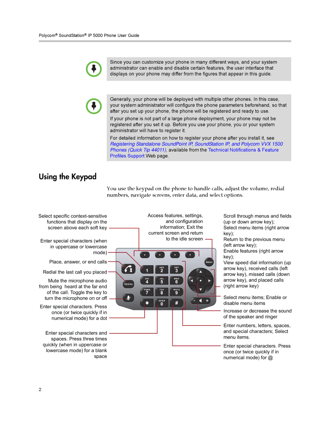 Polycom IP 5000 manual Using the Keypad 