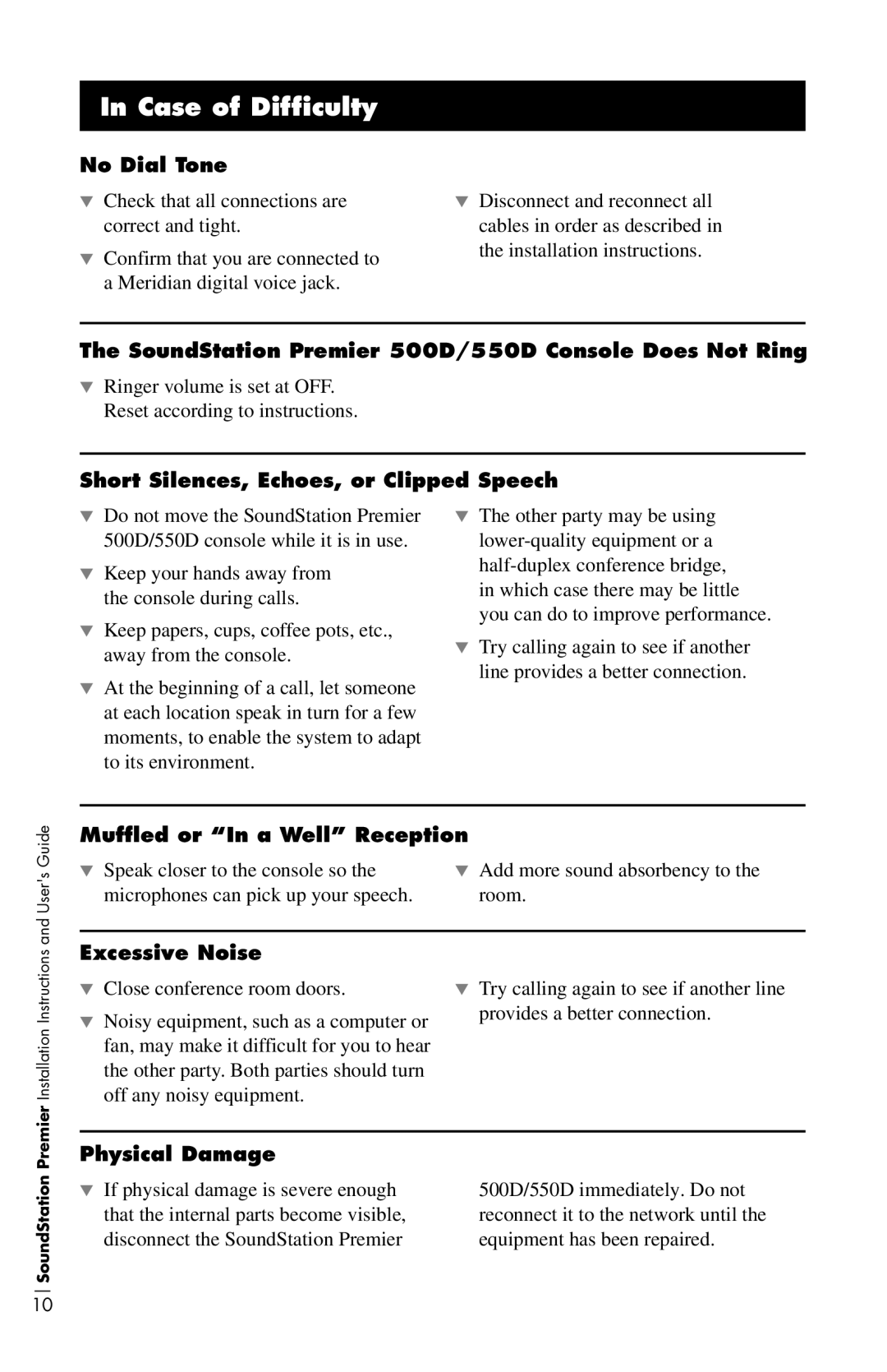 Polycom 500D, 550D installation instructions Case of Difficulty 