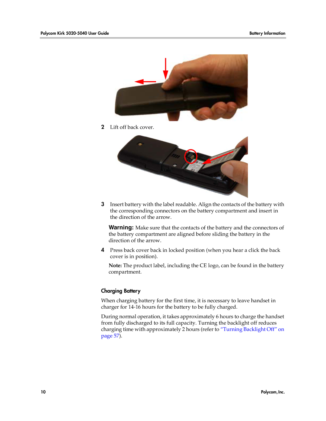 Polycom 5040, 5020 manual Charging Battery 