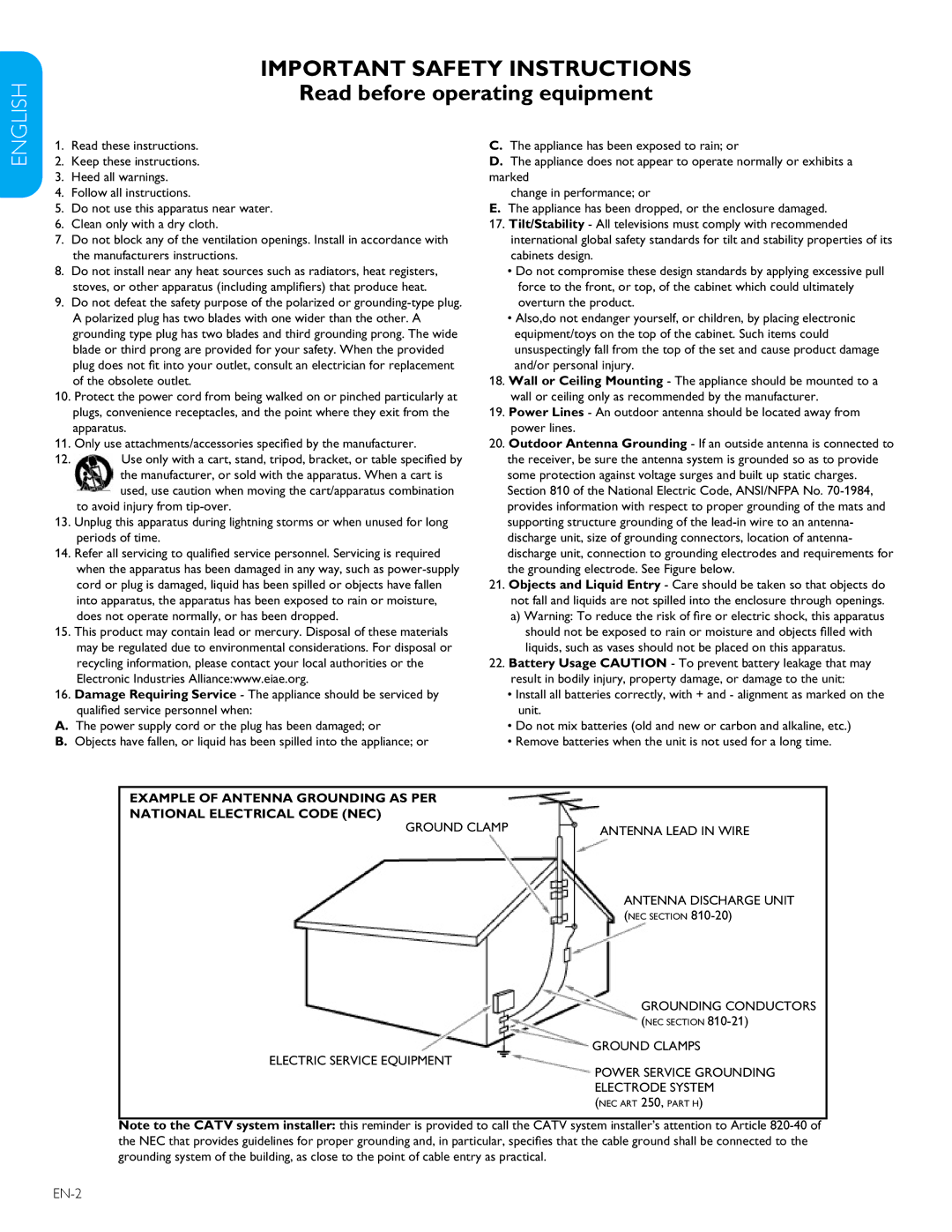 Polycom 52PFL7403D user manual 24!.423!&%49 .3425#4/.3, EN-2 