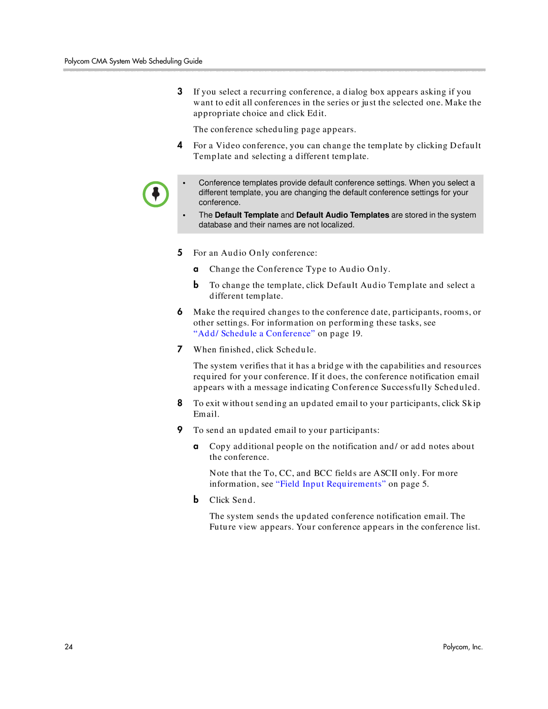 Polycom 5.3 manual Change the Conference Type to Audio Only 