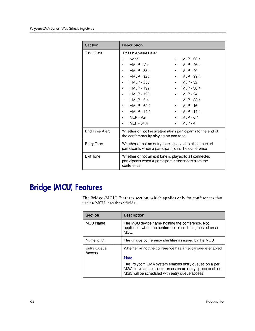 Polycom 5.3 manual Bridge MCU Features, Mcu 