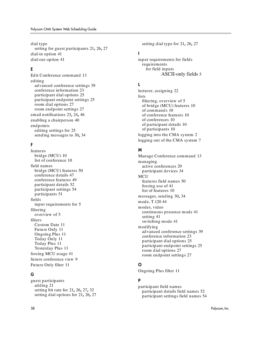 Polycom 5.3 manual ASCII-only fields 