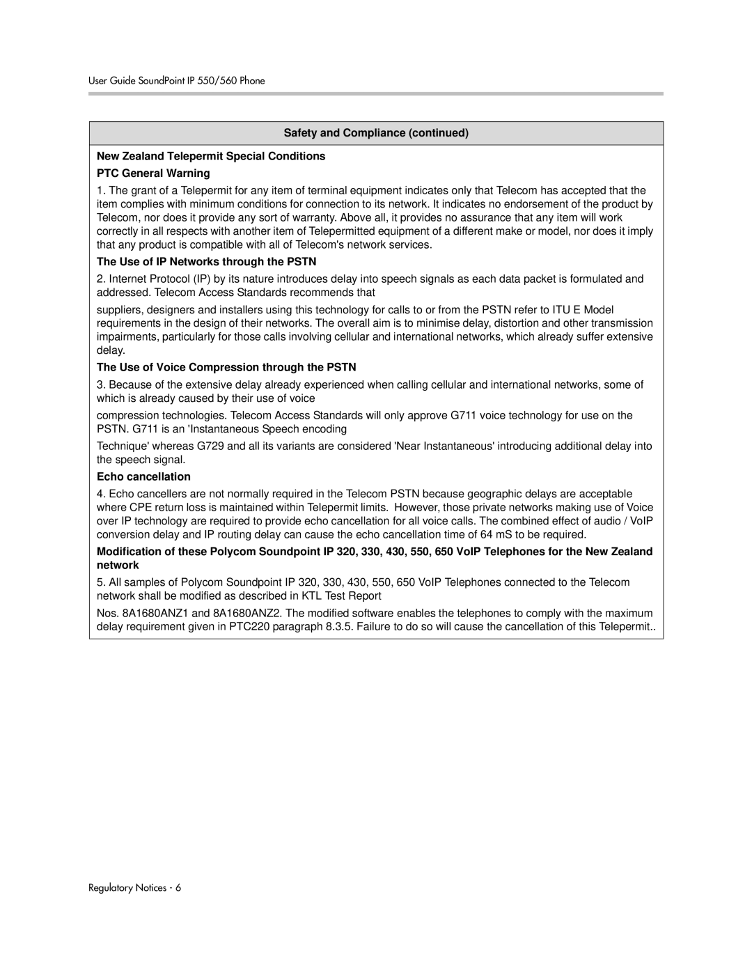 Polycom 550 manual Use of IP Networks through the Pstn, Use of Voice Compression through the Pstn 