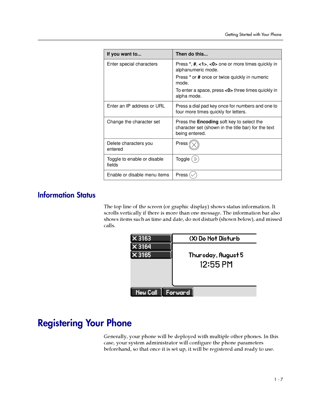 Polycom 550 manual Registering Your Phone, Information Status 