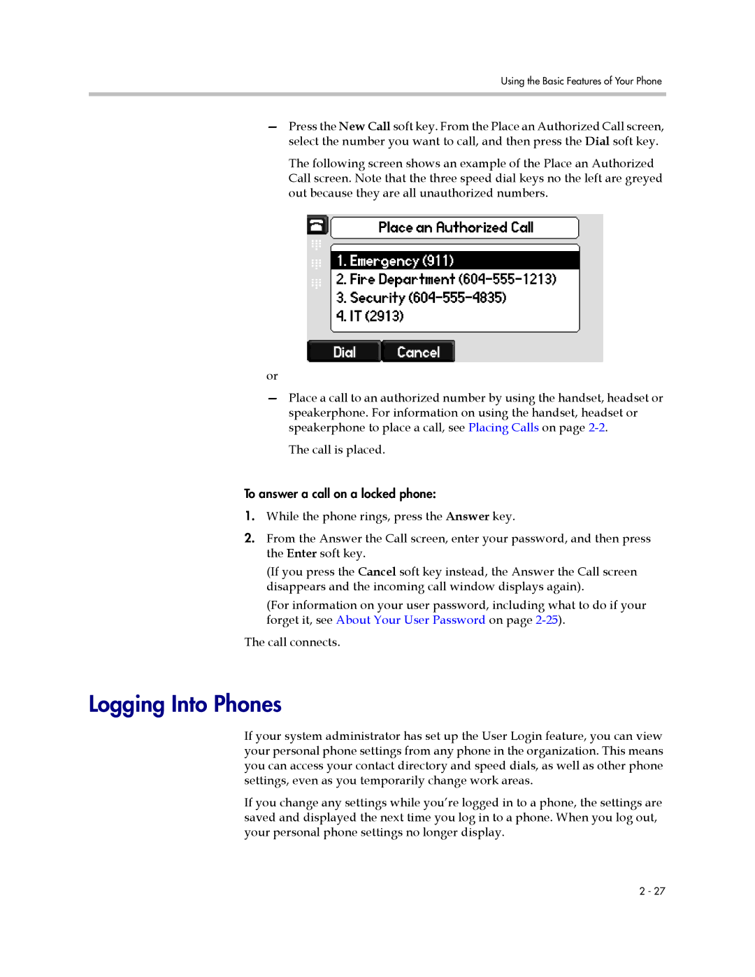 Polycom 550 manual Logging Into Phones 