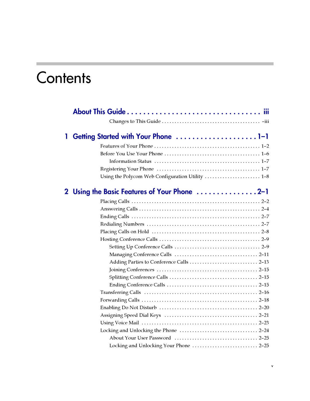 Polycom 550 manual Contents 