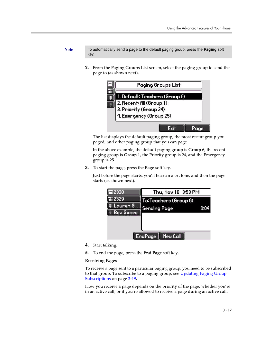 Polycom 550 manual Receiving Pages 