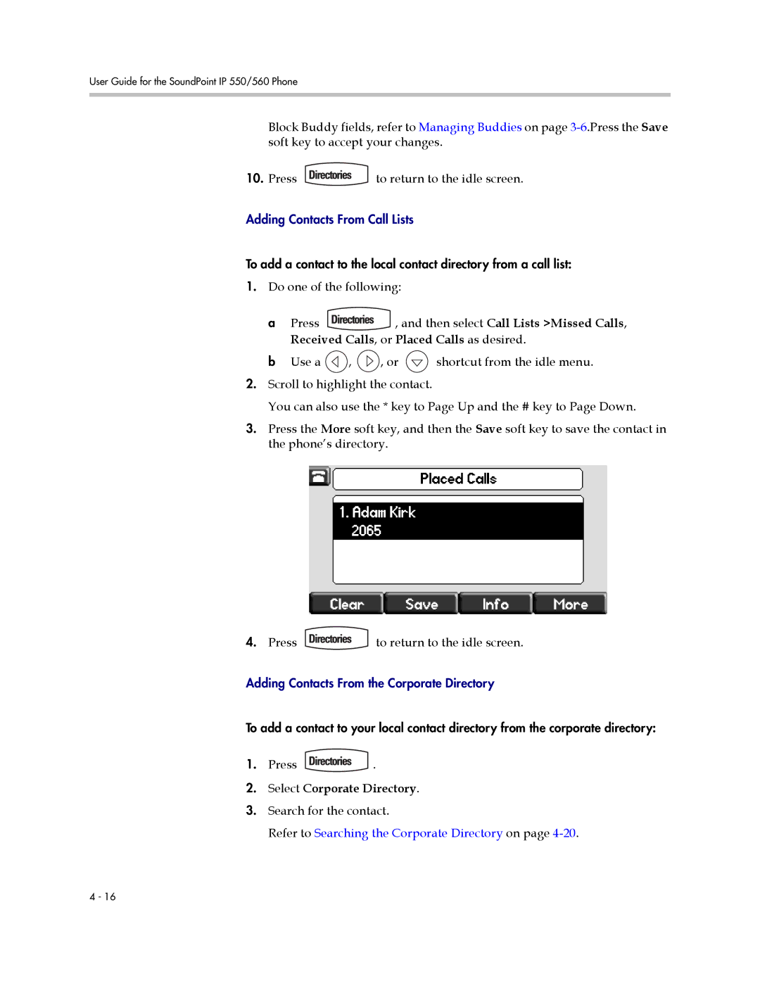 Polycom 550 manual Select Corporate Directory, Search for the contact 