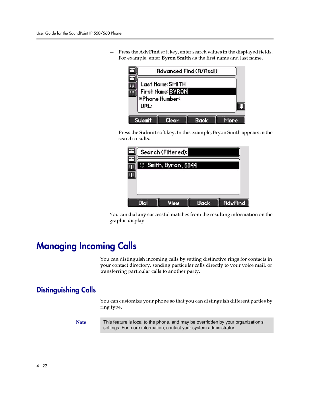 Polycom 550 manual Managing Incoming Calls, Distinguishing Calls, Ring type 