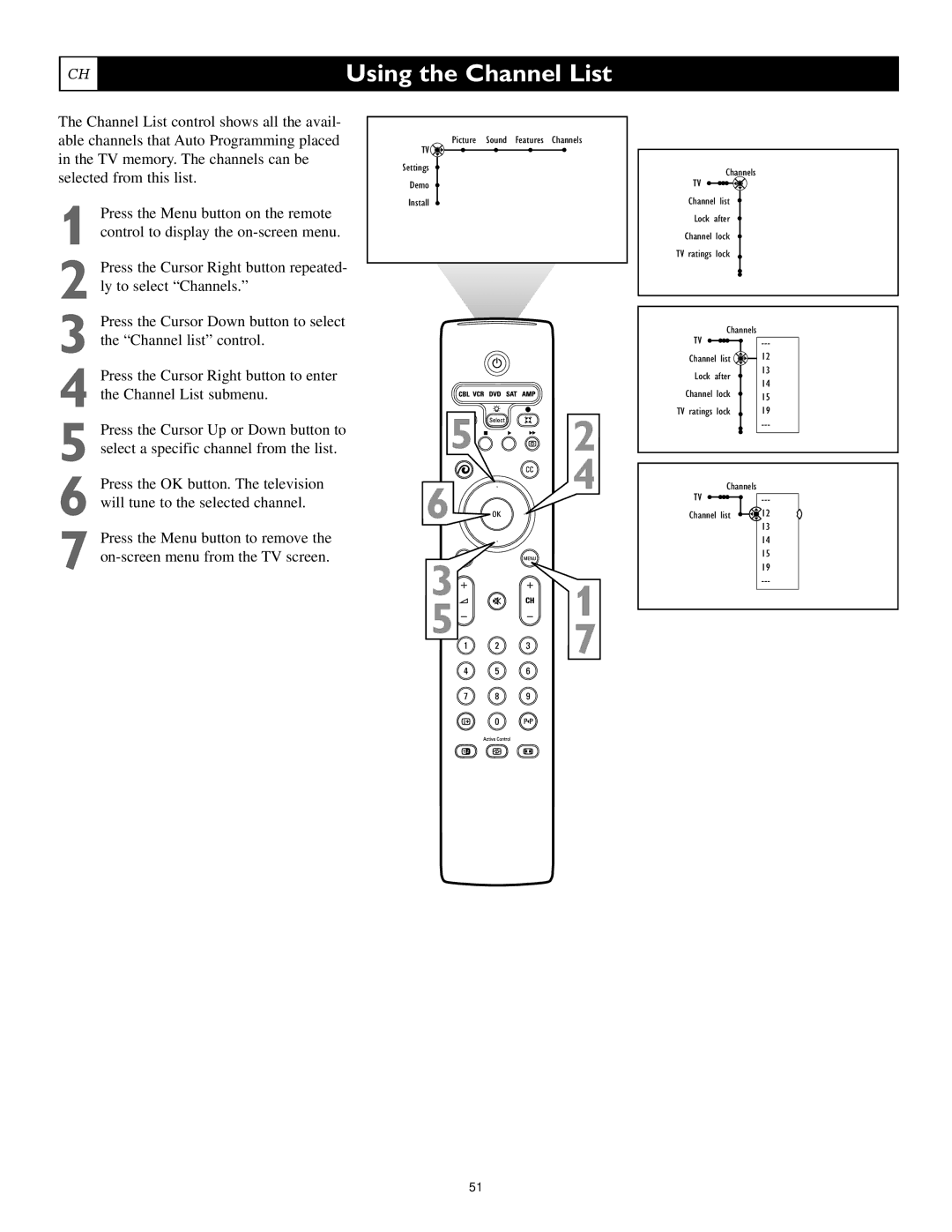 Polycom 60PP9753, 55PP9753 manual Using the Channel List 