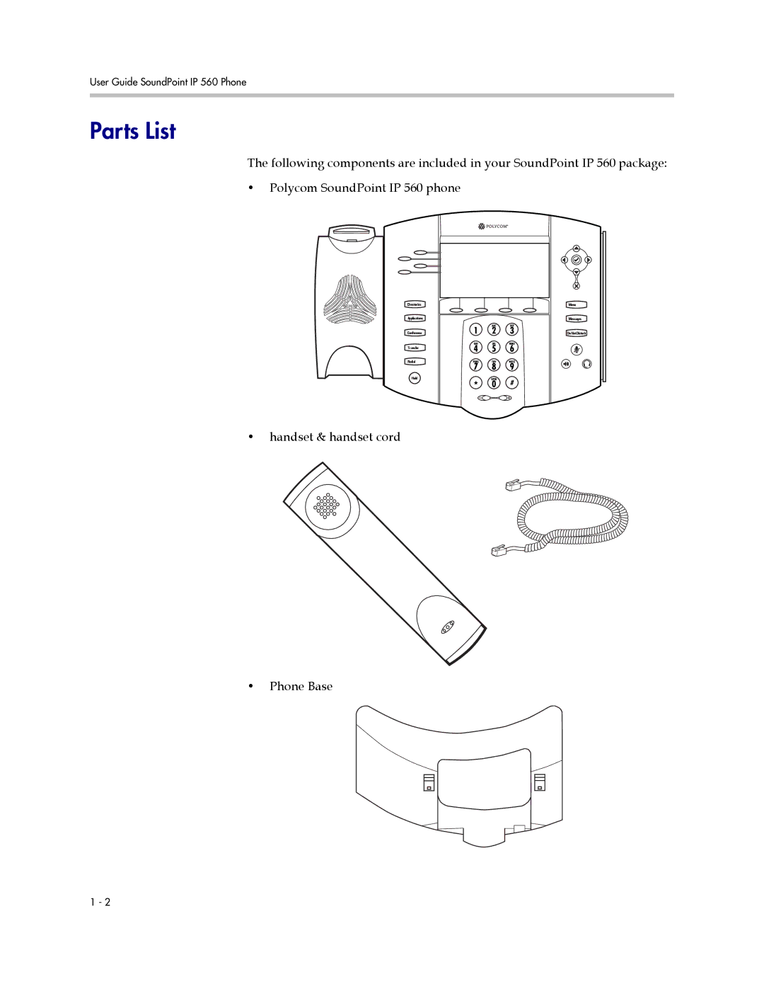 Polycom 560 manual Parts List 