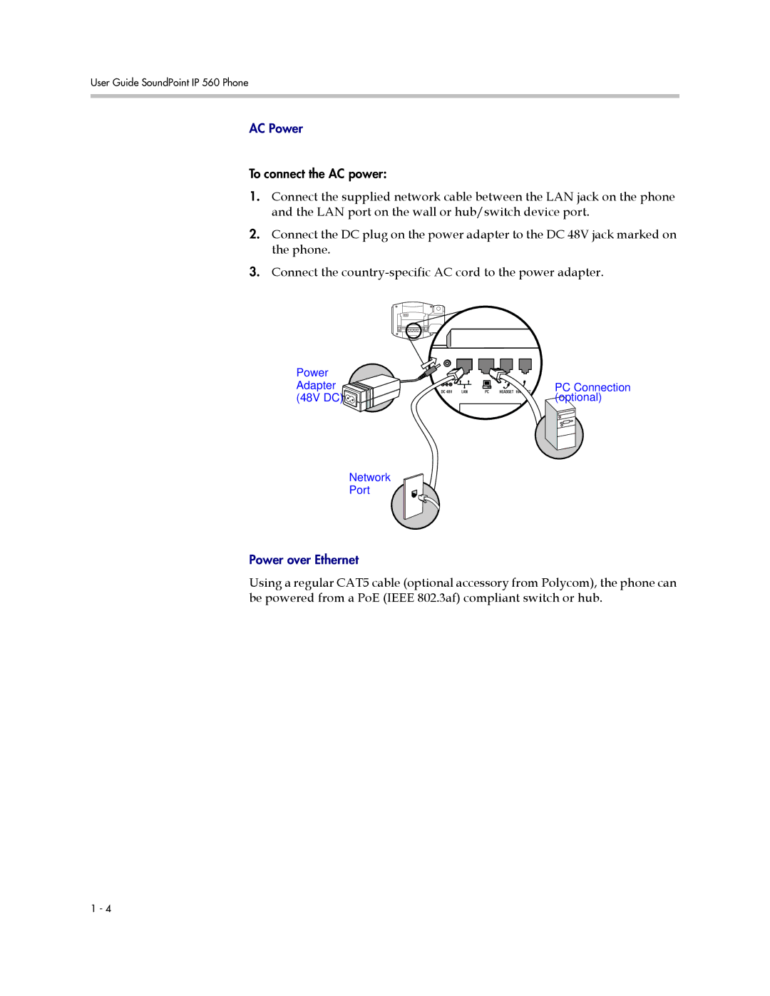 Polycom 560 manual AC Power 