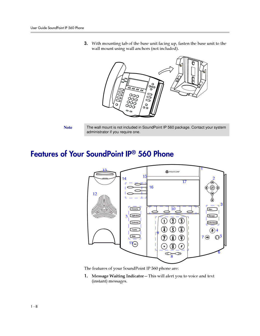 Polycom manual Features of Your SoundPoint IP 560 Phone 