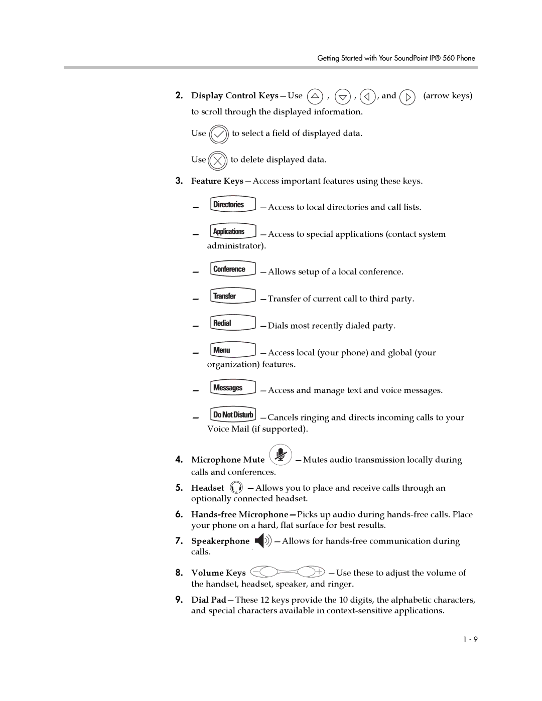 Polycom manual Getting Started with Your SoundPoint IP 560 Phone 