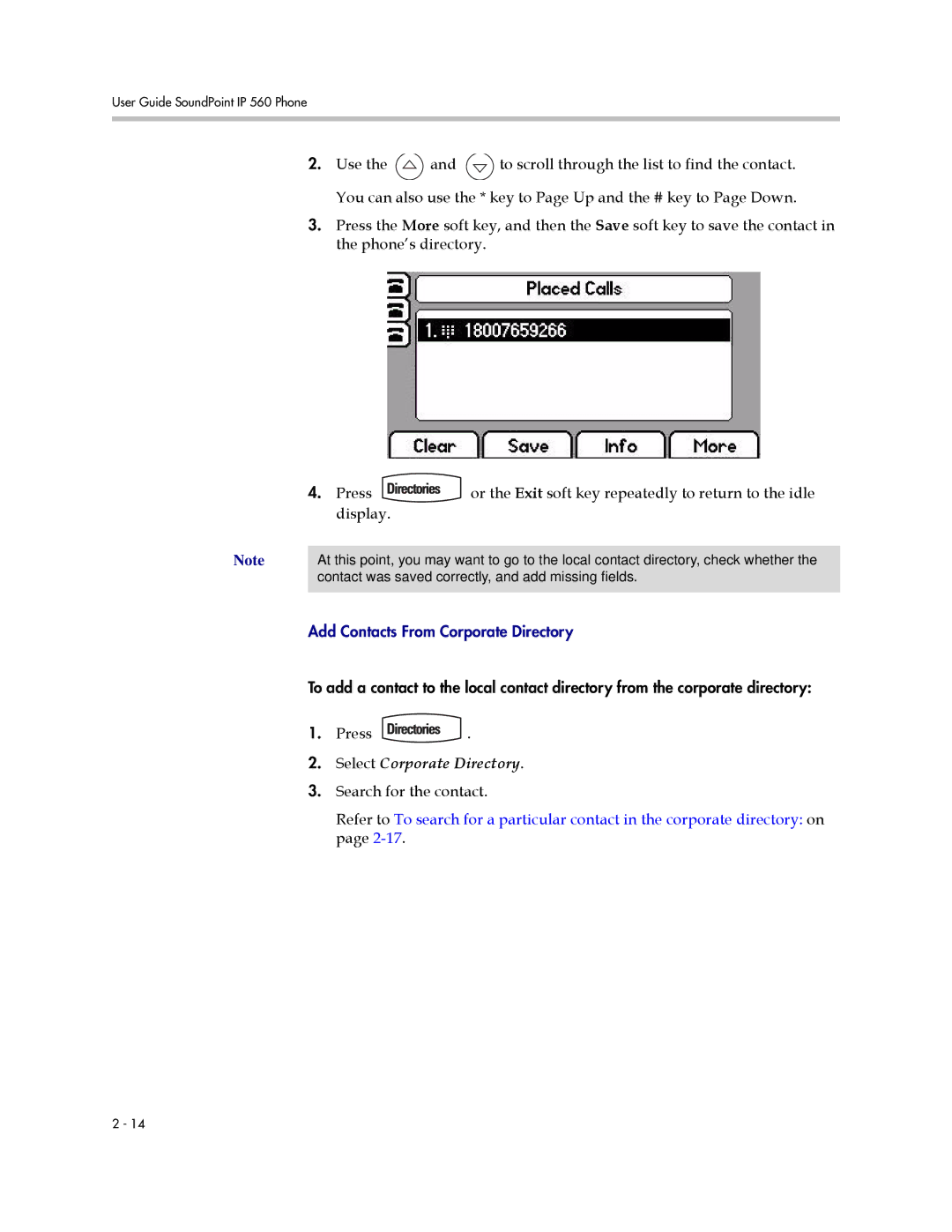 Polycom 560 manual Select Corporate Directory 