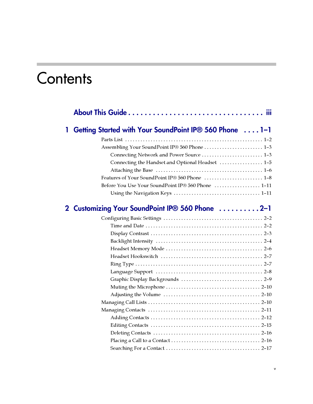 Polycom 560 manual Contents 