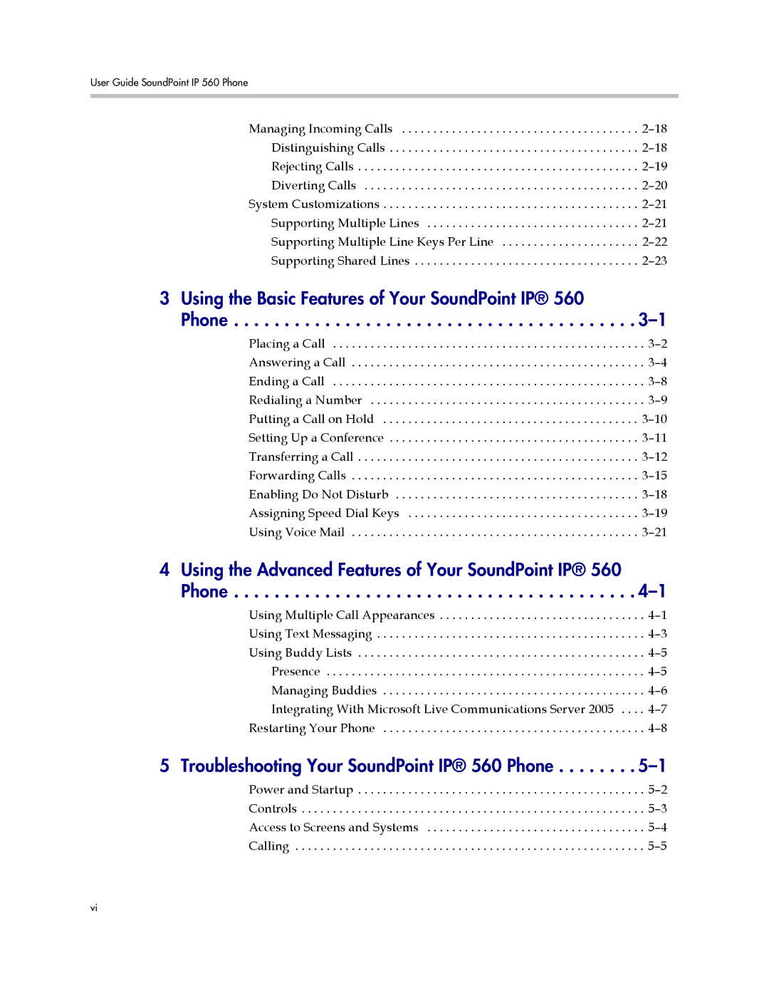 Polycom manual Using the Basic Features of Your SoundPoint IP Phone, Troubleshooting Your SoundPoint IP 560 Phone 