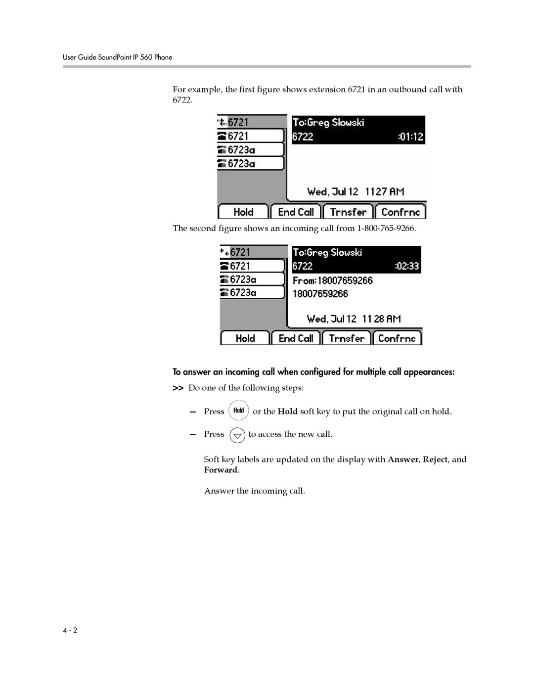 Polycom manual User Guide SoundPoint IP 560 Phone 