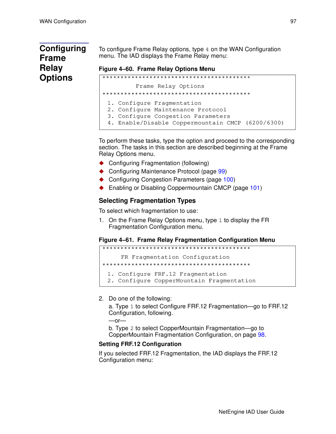 Polycom 6000, 7000 manual Frame Relay Options, Selecting Fragmentation Types, Setting FRF.12 Configuration 