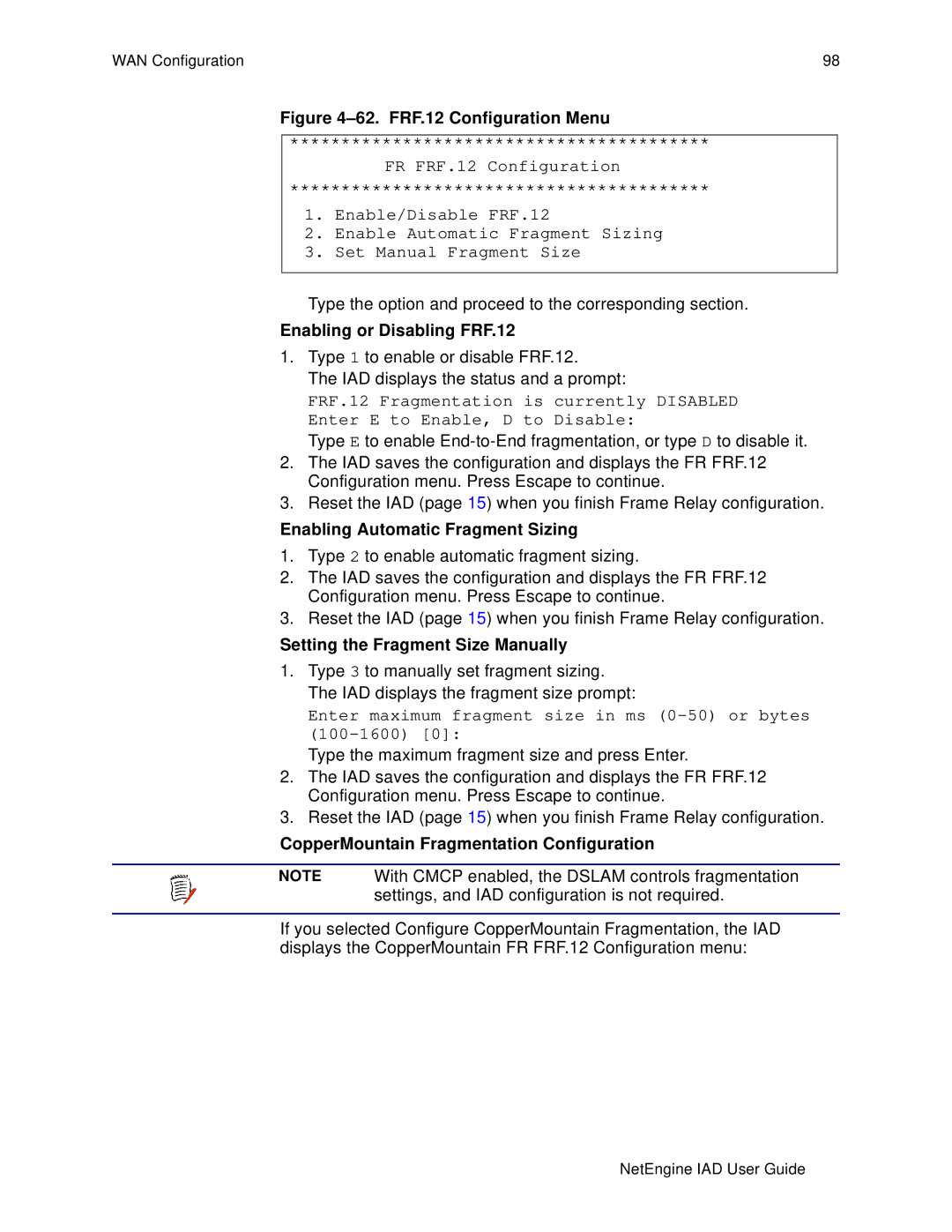 Polycom 7000, 6000 Enabling or Disabling FRF.12, Enabling Automatic Fragment Sizing, Setting the Fragment Size Manually 